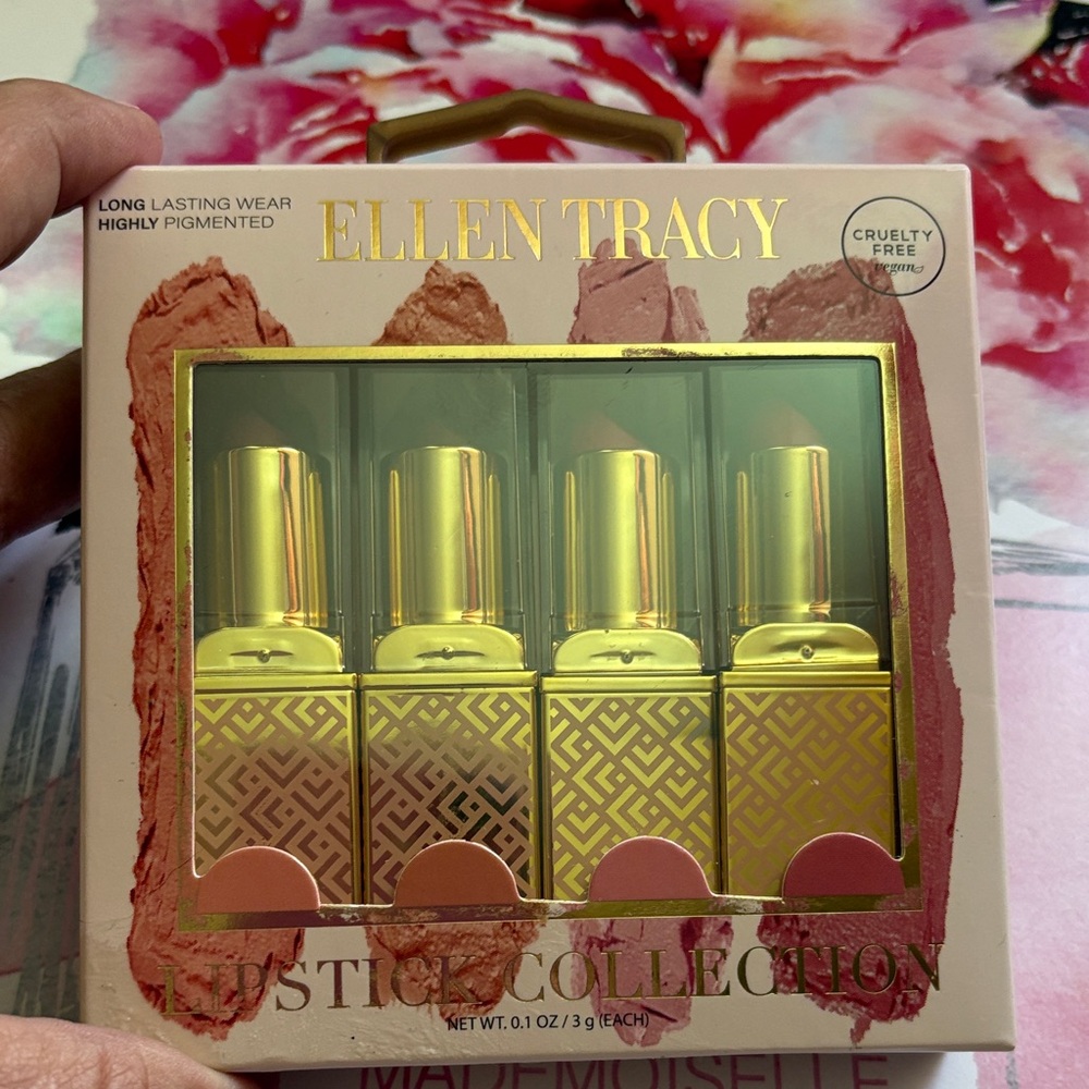 Ellen Tracy Lipstick Set - Pink Hues with Gold Cases four full lipsticks 💄💋